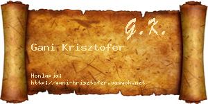Gani Krisztofer névjegykártya